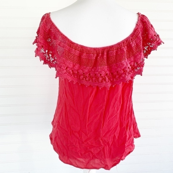 Lace coral blouse Size 1x - Picture 3 of 8